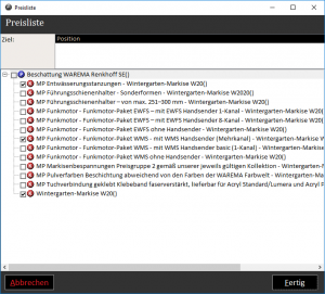 preisliste position