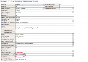 Beleg-Details, Verwaltung