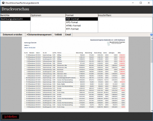 druckvorschau rechnungsübersicht
