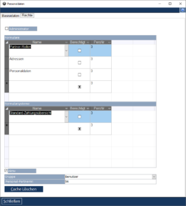 Personaldaten Benutzerrechte
