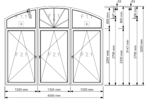 Fensteranlage gekoppelt mit Segmentbogen