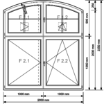 Segmentbogen-Fenster 4-flügelig