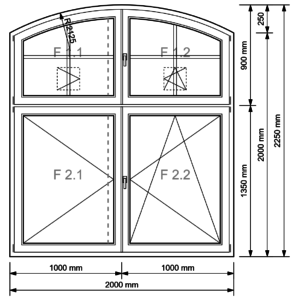 Segmentbogen-Fenster 4-flügelig