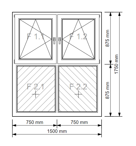 Fenster Unterlicht mit schraffierter Füllung