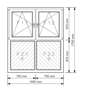 Fenster Unterlicht mit schraffierter Füllung