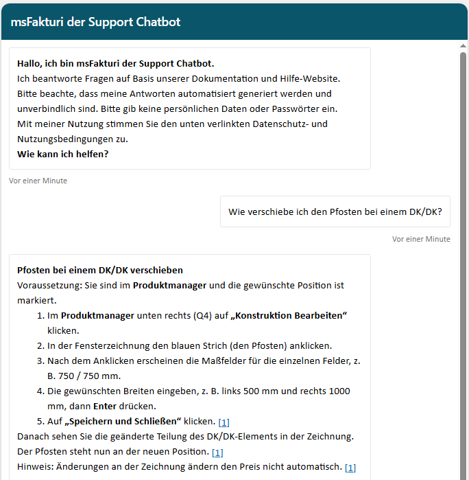 msFakturi beantwortet die Frage, wie man den Pfosten bei einem DK/DK-Fenster verschiebt